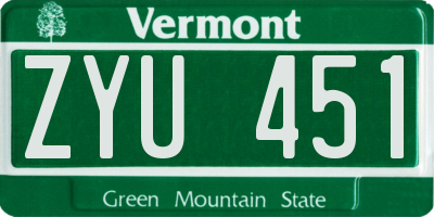 VT license plate ZYU451