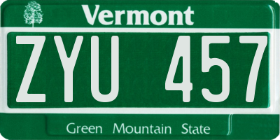 VT license plate ZYU457