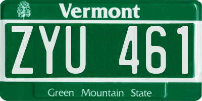VT license plate ZYU461