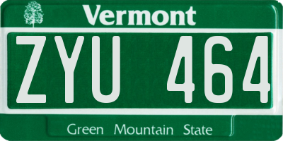 VT license plate ZYU464