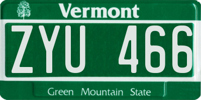 VT license plate ZYU466