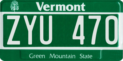 VT license plate ZYU470