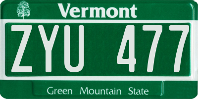 VT license plate ZYU477