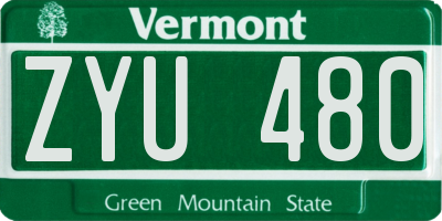 VT license plate ZYU480