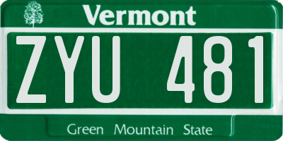 VT license plate ZYU481