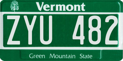 VT license plate ZYU482