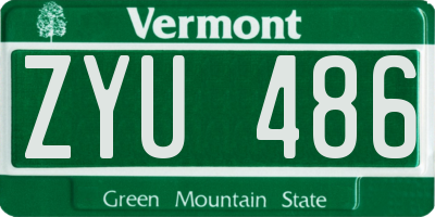 VT license plate ZYU486