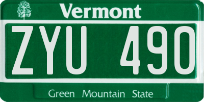 VT license plate ZYU490