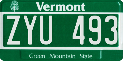 VT license plate ZYU493
