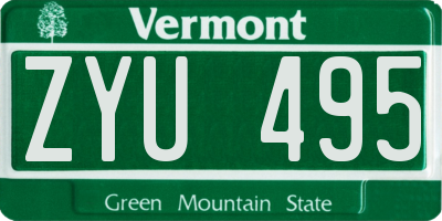 VT license plate ZYU495