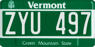 VT license plate ZYU497
