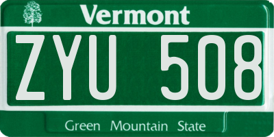 VT license plate ZYU508
