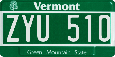 VT license plate ZYU510