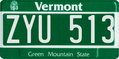 VT license plate ZYU513