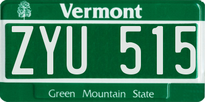 VT license plate ZYU515