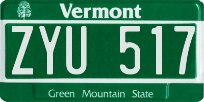 VT license plate ZYU517