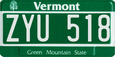 VT license plate ZYU518