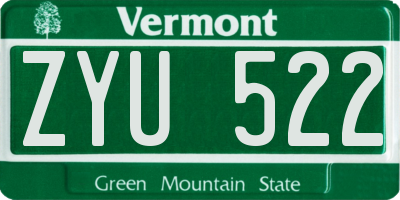 VT license plate ZYU522