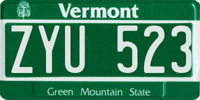 VT license plate ZYU523