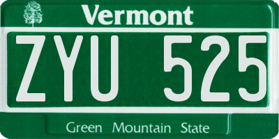 VT license plate ZYU525