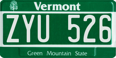 VT license plate ZYU526