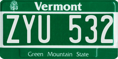VT license plate ZYU532