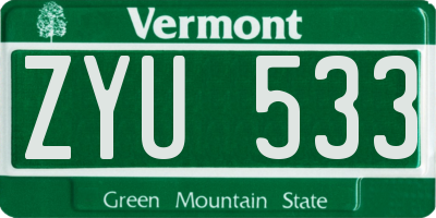 VT license plate ZYU533