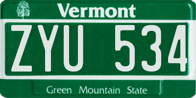 VT license plate ZYU534