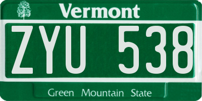 VT license plate ZYU538
