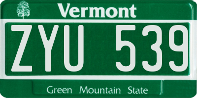 VT license plate ZYU539