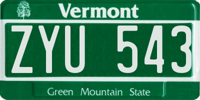 VT license plate ZYU543