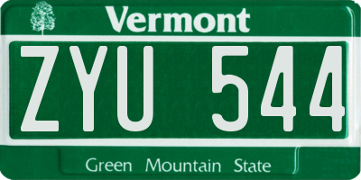 VT license plate ZYU544