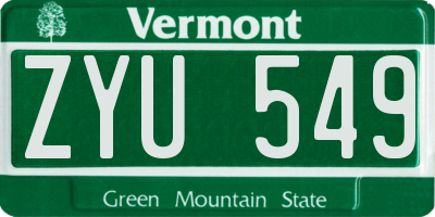 VT license plate ZYU549