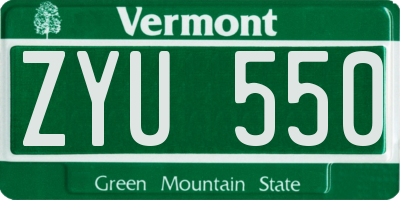 VT license plate ZYU550