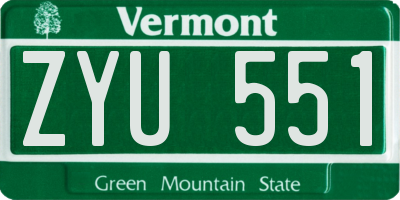 VT license plate ZYU551