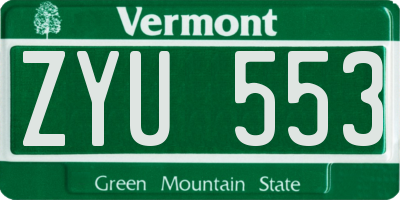 VT license plate ZYU553