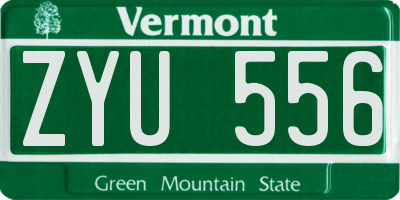 VT license plate ZYU556
