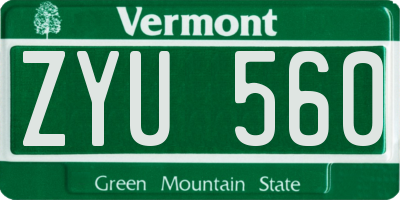 VT license plate ZYU560