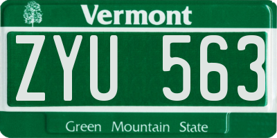 VT license plate ZYU563