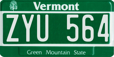 VT license plate ZYU564