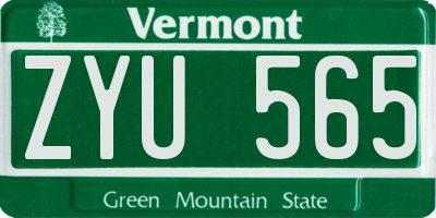 VT license plate ZYU565