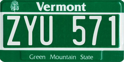 VT license plate ZYU571