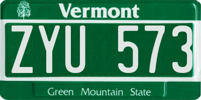 VT license plate ZYU573