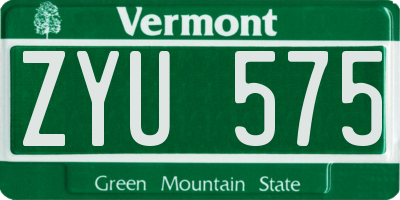 VT license plate ZYU575