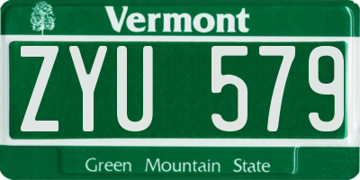 VT license plate ZYU579