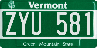 VT license plate ZYU581