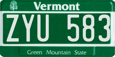 VT license plate ZYU583