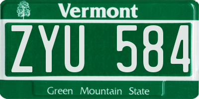 VT license plate ZYU584