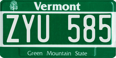 VT license plate ZYU585