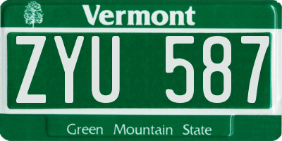 VT license plate ZYU587